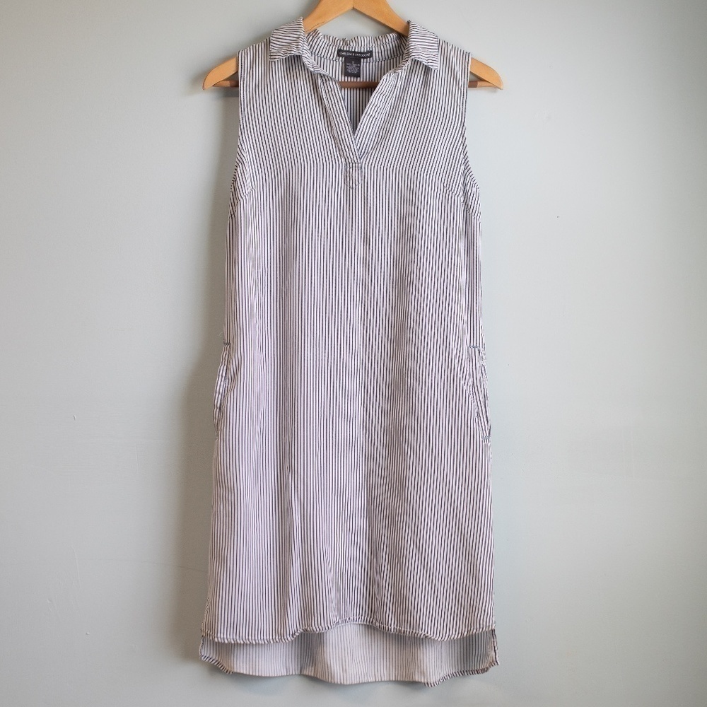 Chelsea & Theodore white stripe shirt dress-S